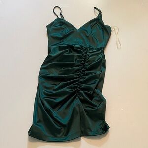 Elegant Green Satin Dress